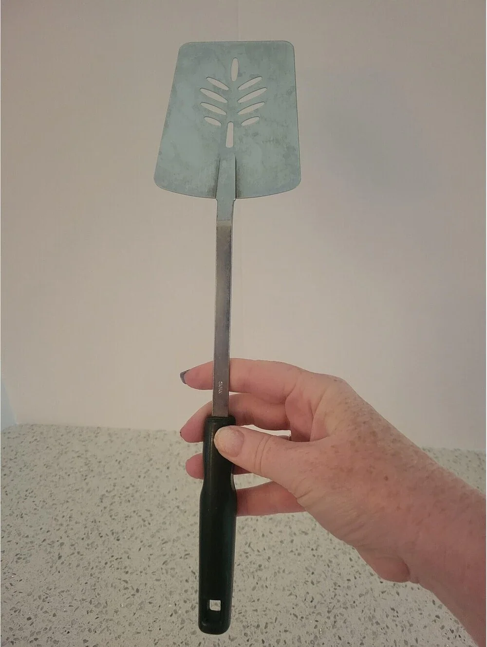 Vintage EKCO Black Plastic Handle Metal Slotted Turner Spatula Kitchen Utensil